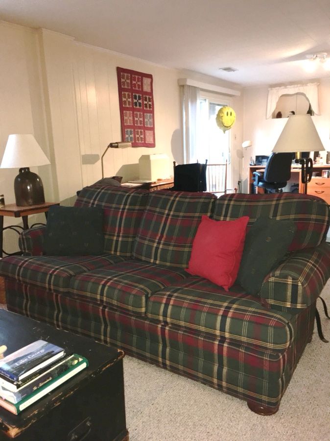 Sofa and matching chair with ottoman