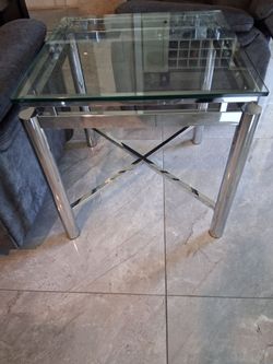 Glass Top Side Table with Chrome Legs