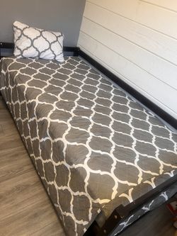 Twin Bed Mattress Frame With Storage Underneath Comes With Comforter Sheet And Mattress