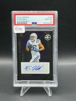 2023 Panini Limited Autograph #228 Evan Hull RC Auto #/199 PSA GEM MT 10