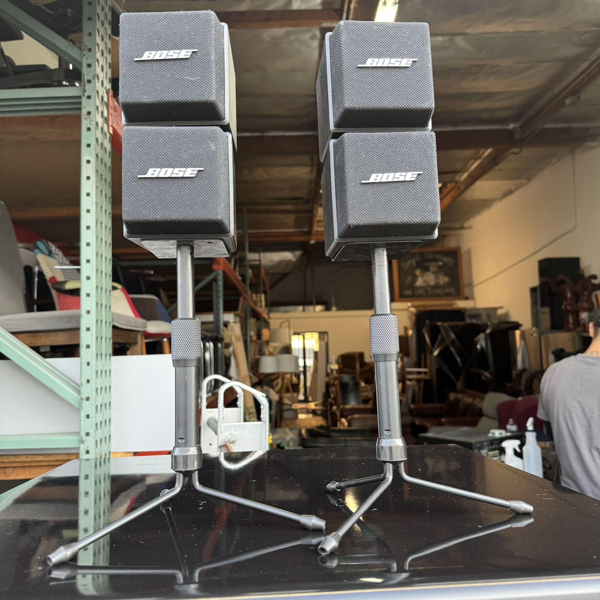 Bose AM-5 Double Dual Cube Direct Reflect Array Speakers Acoustimass Surround with Speaker Stands 