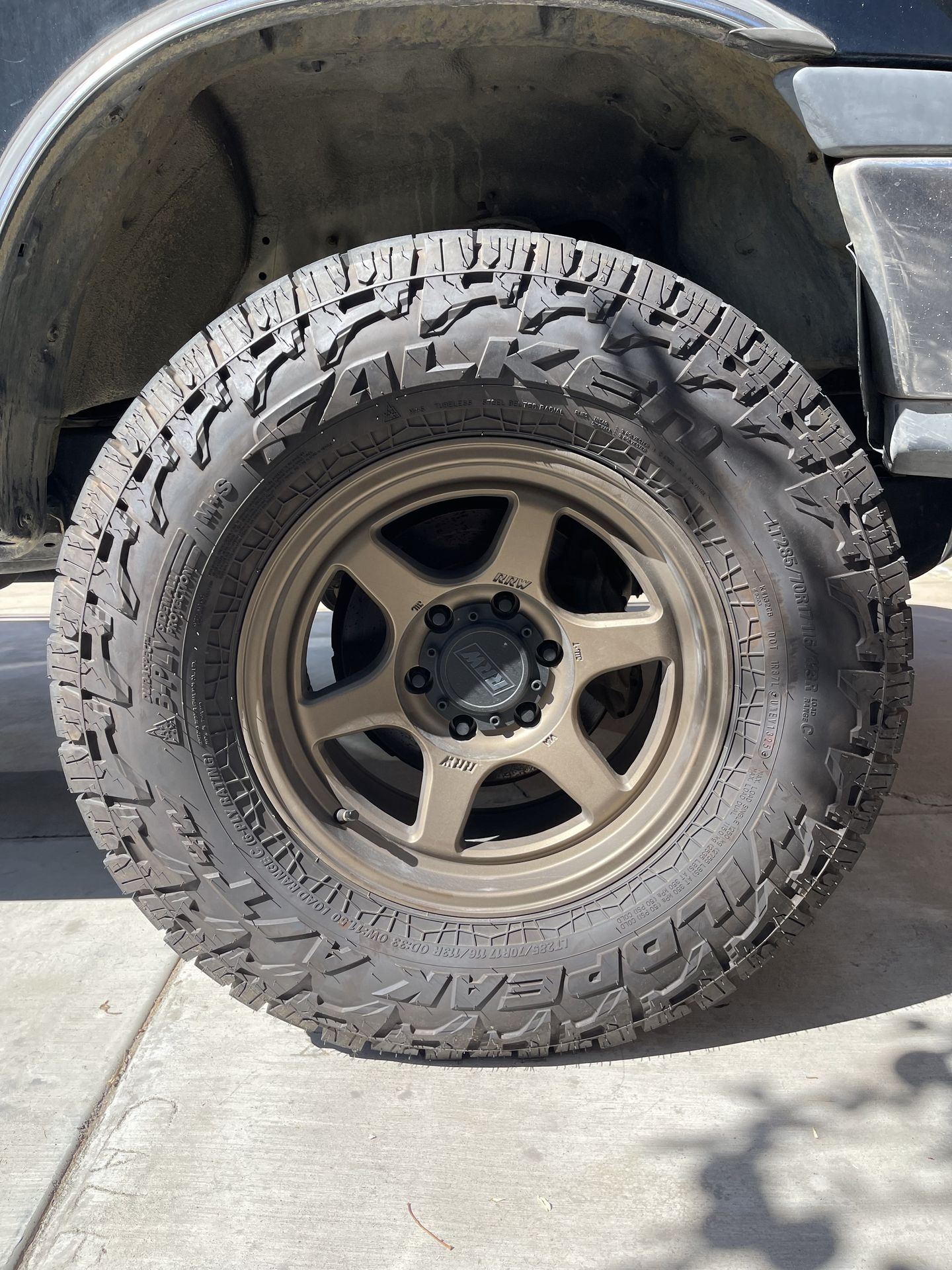 RRW 17" Matte Bronze Wheels (-12 Offset) - Like New with Falken Wildpeak AT4W 285s Set of 4