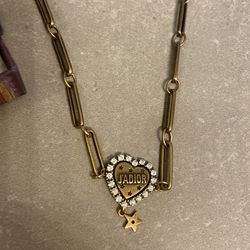  Dior Heart Necklace Gold