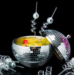 Hoolerry Disco Ice Bucket Disco Party Champagne Ice Bucket 11 Plastic Disco Ball Straws Ice Bucket With Lid Home Restaurant Bar Party Accessories For