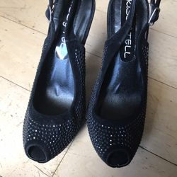 Beaded Black Pump High Heel Shoes 
