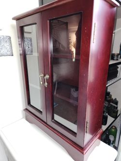 Counter Wood Shelf With Glass Doors