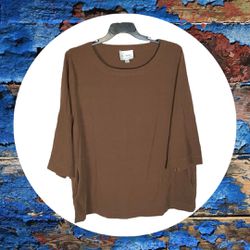 Linea By Louis Dell’Olio Brown Tunic Blouse Top Women 2X