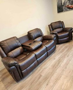 Sofa set 3pcs recliner manual