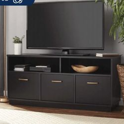 50inch TV with 3-Door TV Stand Console for TVs up to 55”, Blackwood Finish