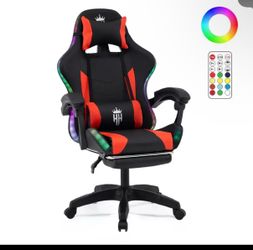 Gaming Chair with RGB LED Lights, High Back Ergonomic Computer Gamer Chair with Headrest And Lumbar
