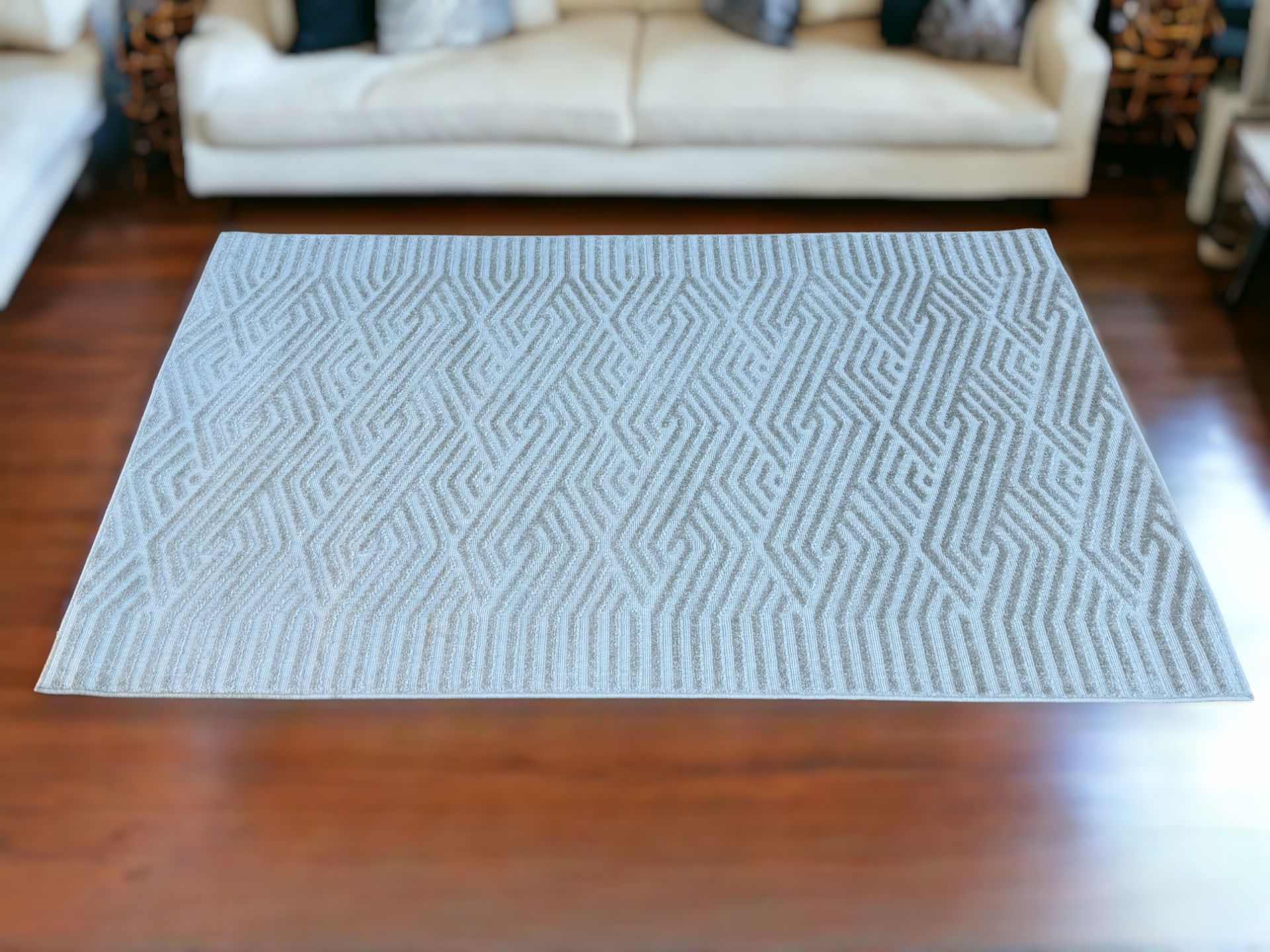 Unique Loom Sabrina Soto Outdoor Beige Geometric 5’ X 8’ Area Rug