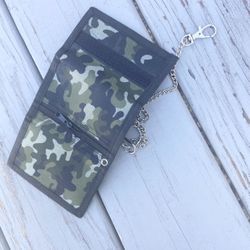 Camo wallet chain wallet card holder - Military color wallet , camouflage chain wallet skater Coin pouch Men Women Accessories Unisex 