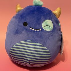 NEW. Kellytoy Squishmallows Rinz The Blue Monster 8” Plush Striped Belly. 2022