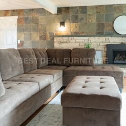 New Sectional + Storage Ottoman  — Left or Right Chaise — Delivery Available 