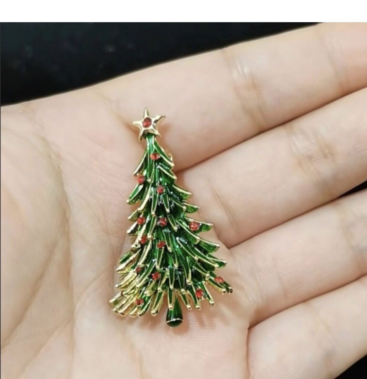 Crystal Christmas Tree Brooch 
