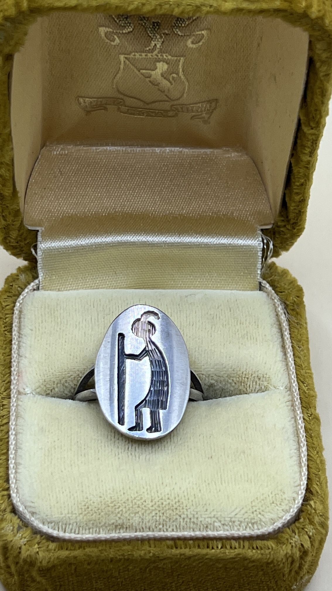 Rare Old Native Kokopelli Sterling Silver Ring Storytelling Size About 6.5