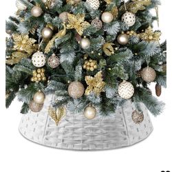 Christmas Tree Collar, 26 Inch, Christmas Tree Basket Bottom Cover, Christmas Tree Collars  With Red Belt New 