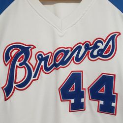 Atlanta Braves Hank Aaron Mitchell & Ness MLB Throwback Jersey Authentic Mens Size 54 (2XL) 