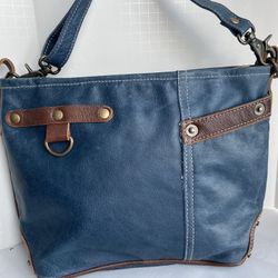 Myra Leather Purse Crossbody/shoulder With Brass Studs, Adjustable Strap