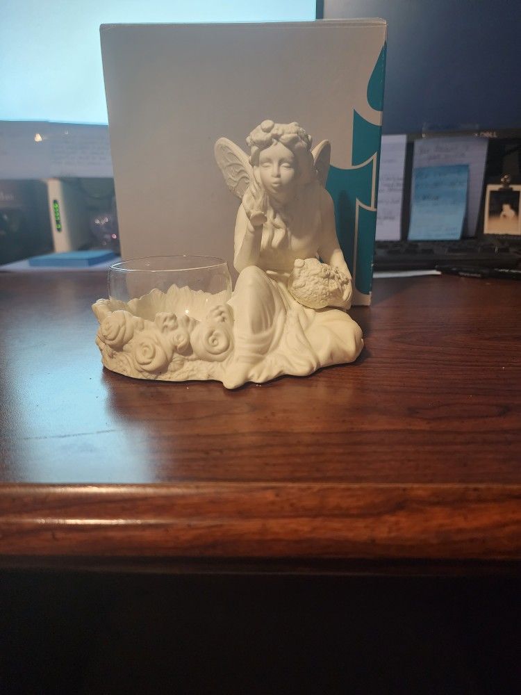 PartyLite Bisque Collection Ariana Garden Angel Fairy Votive Candle Holder P7135