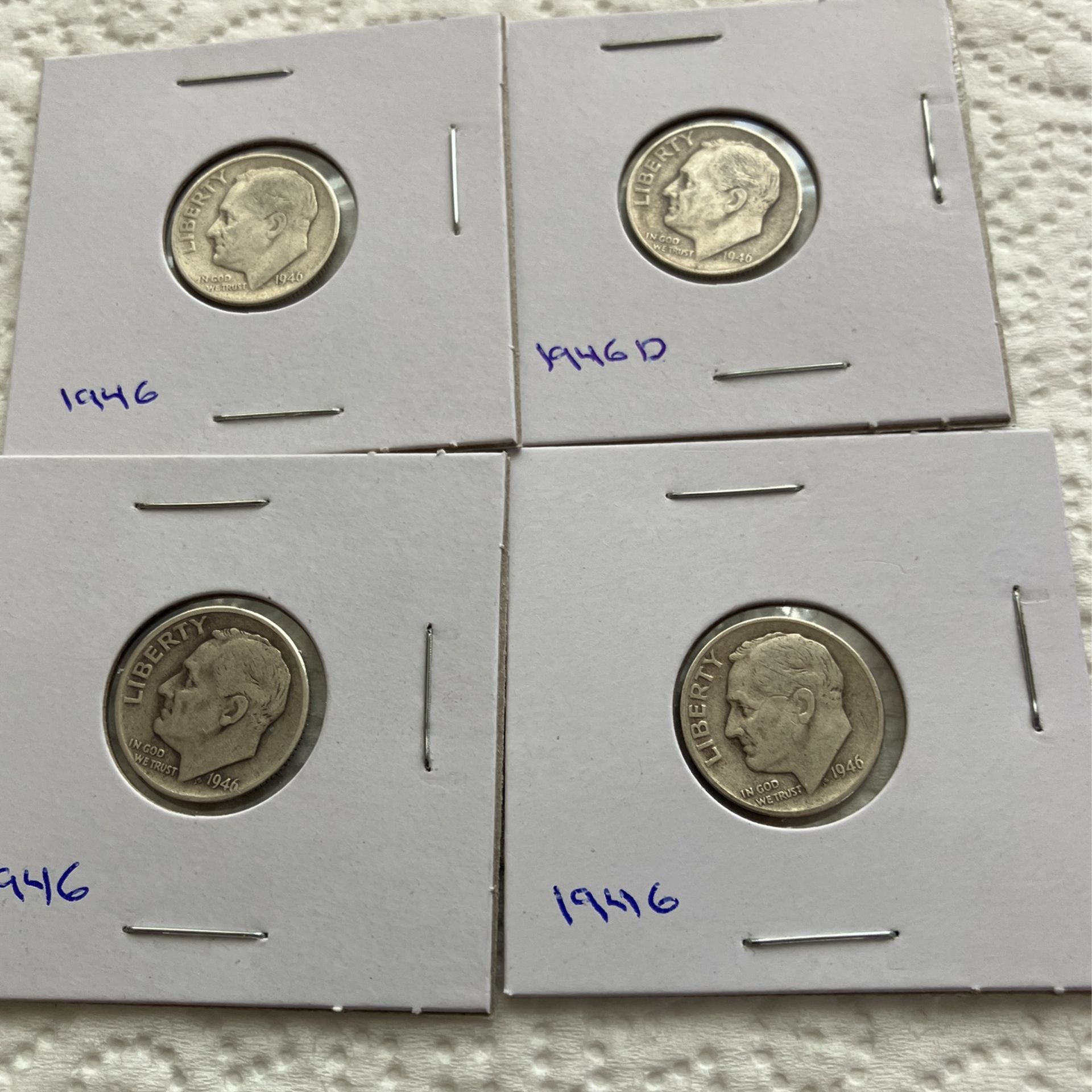 Four (4) 1946 Silver Roosevelt Dimes