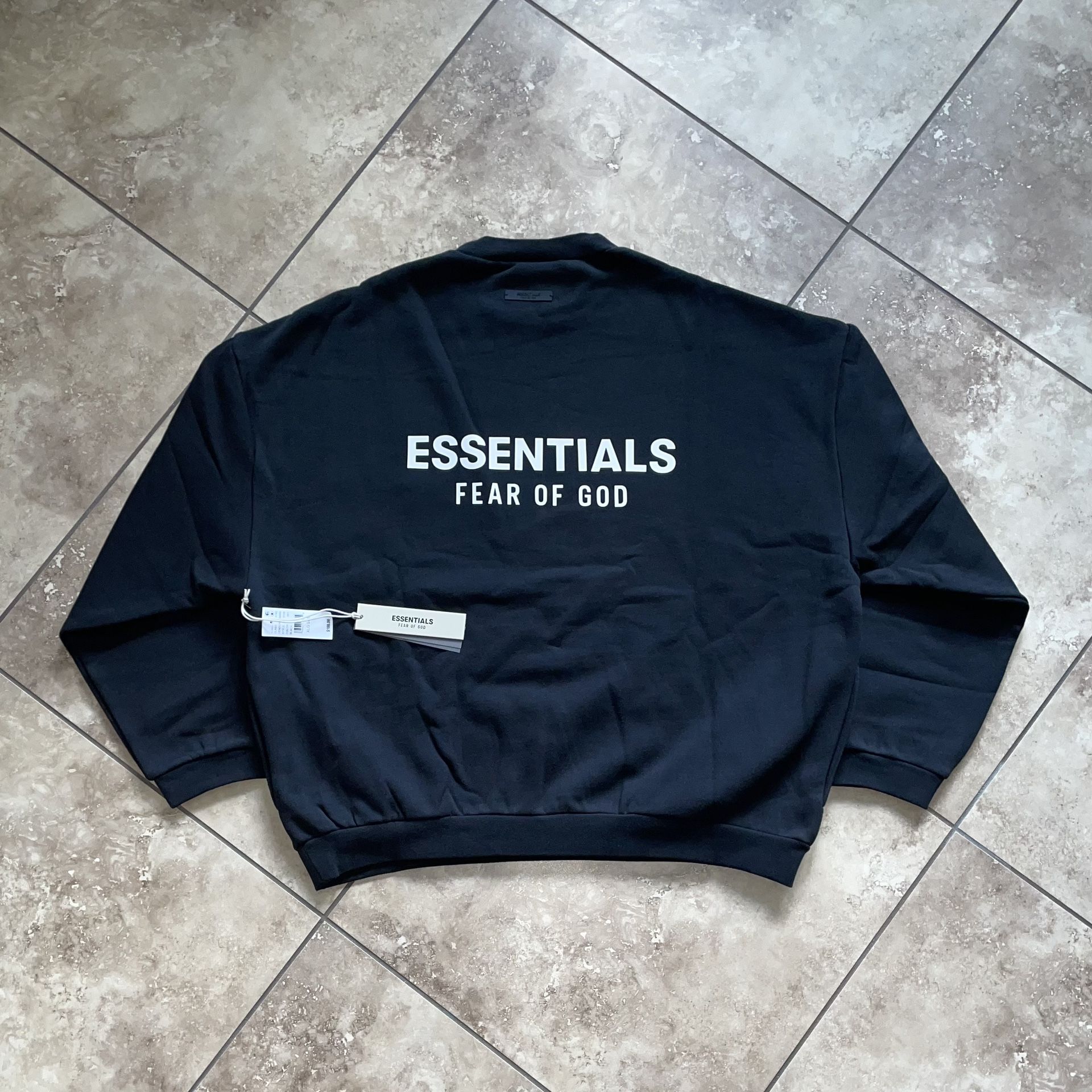 Fear of God Essentials Fleece Crewneck (FW24) Black Size XL