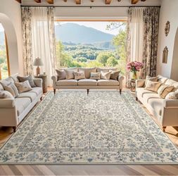 NEW Blue Vintage Persian-Style Low Pile Area Rug 8x10