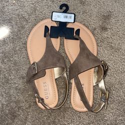 Brown Suede Guess Thong Sandals NEW