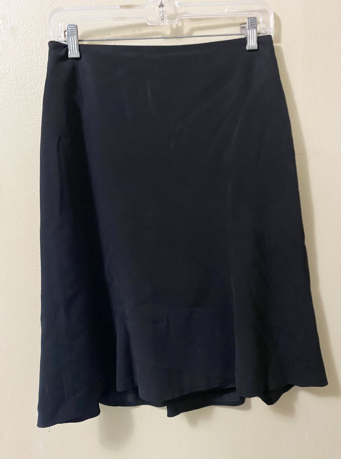 ANN TAYLOR Skirt Women's 2 Black A-Line Ruffle Bottom Stretch Lined Career