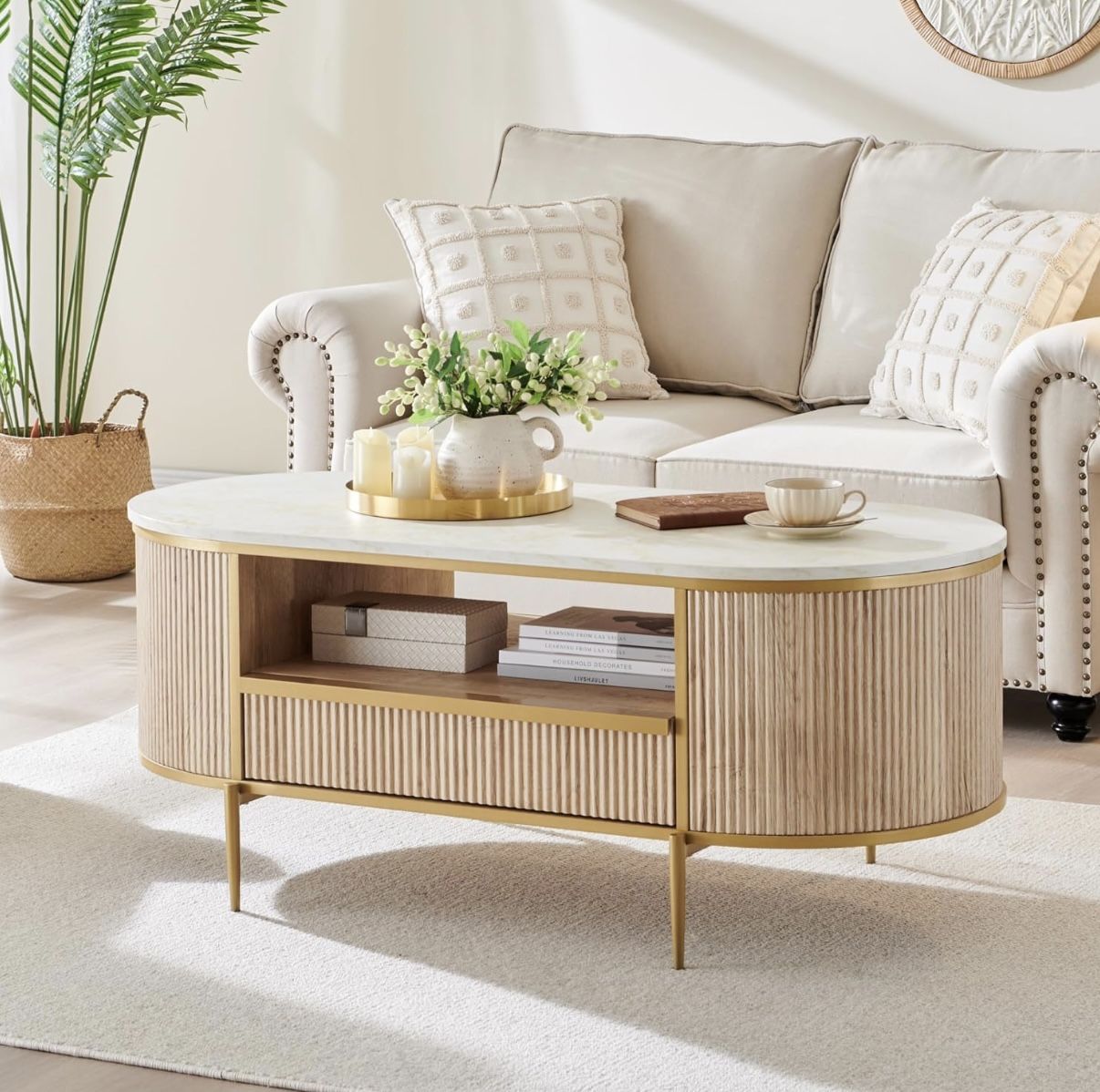 Natural Wood Coffee Table – Modern + Minimalist – Brand New in Box