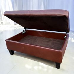 Large Brown Leather Storage Ottoman from Jerome's