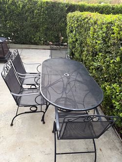 Black Wrought Iron Patio Table and Chair Set