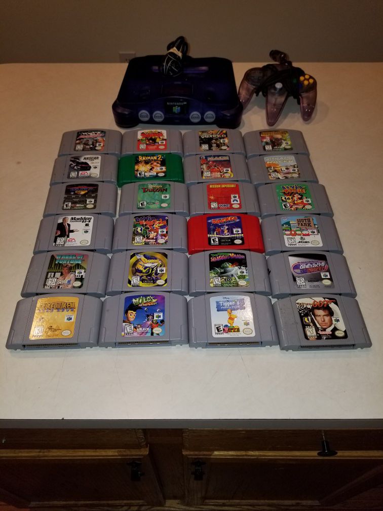 Nintendo 64 with 24 games