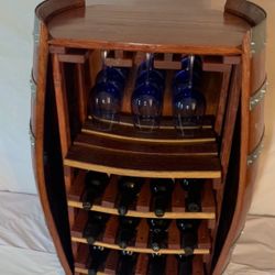Wine Bottle And Glass Barrel Holder