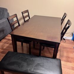 Table with Chairs and Bench 