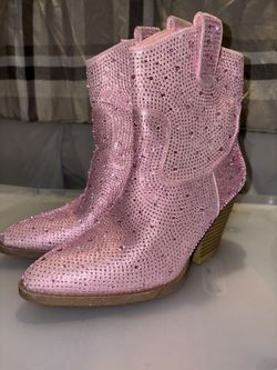 Pink Rhinestone Boots