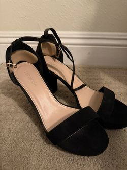 Black Open Toe Heels - Size 10