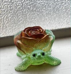 Turtle Rose Resin Figurine