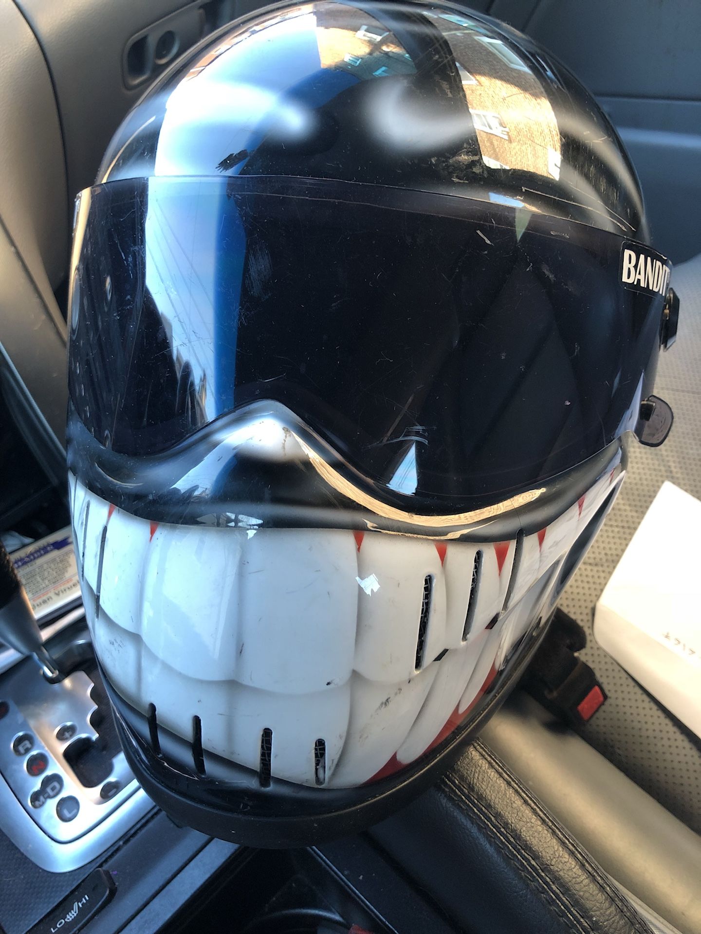Airbrushed bandit motorcycle helmet