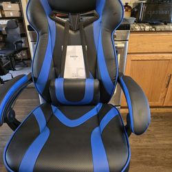 Giantex Gaming Chair Black And Blue  With Leg Rest Full Of Adjustments @ 344