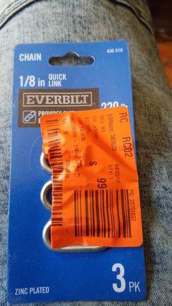 Koch 093121 Quick Link, Size 1/8-Inch, Packed 3 Per Card, Zinc Plated