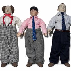 Vintage Three Stooges Dolls Set Curly Larry Moe Applause 1990s Collectible 