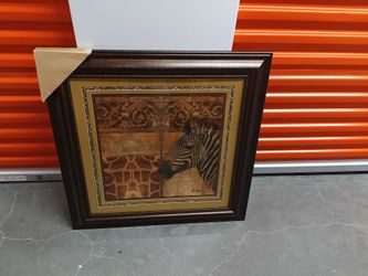 New wall art zebra glass wood frame picture