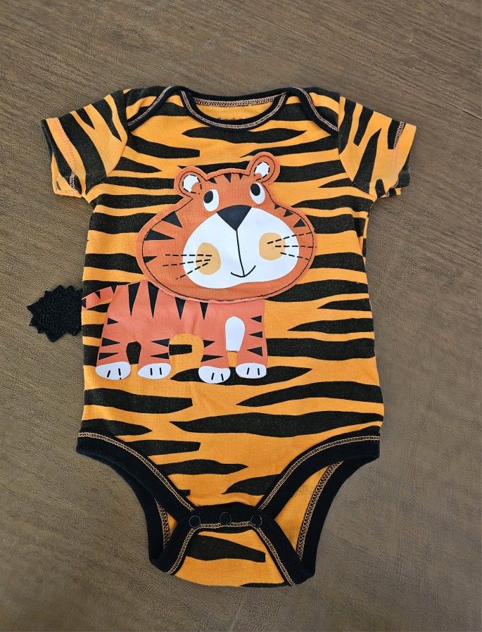 Funstuff Baby Boys Girls Short Sleeve Bodysuit Tiger Theme 12m