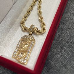 14K Solid Gold Rope Chain W/Pendant!