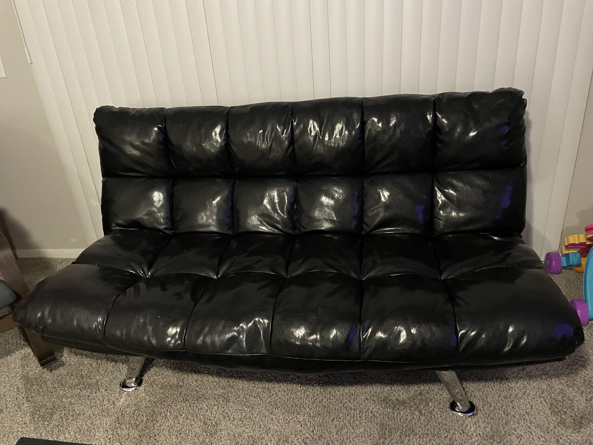 Black leather futon 