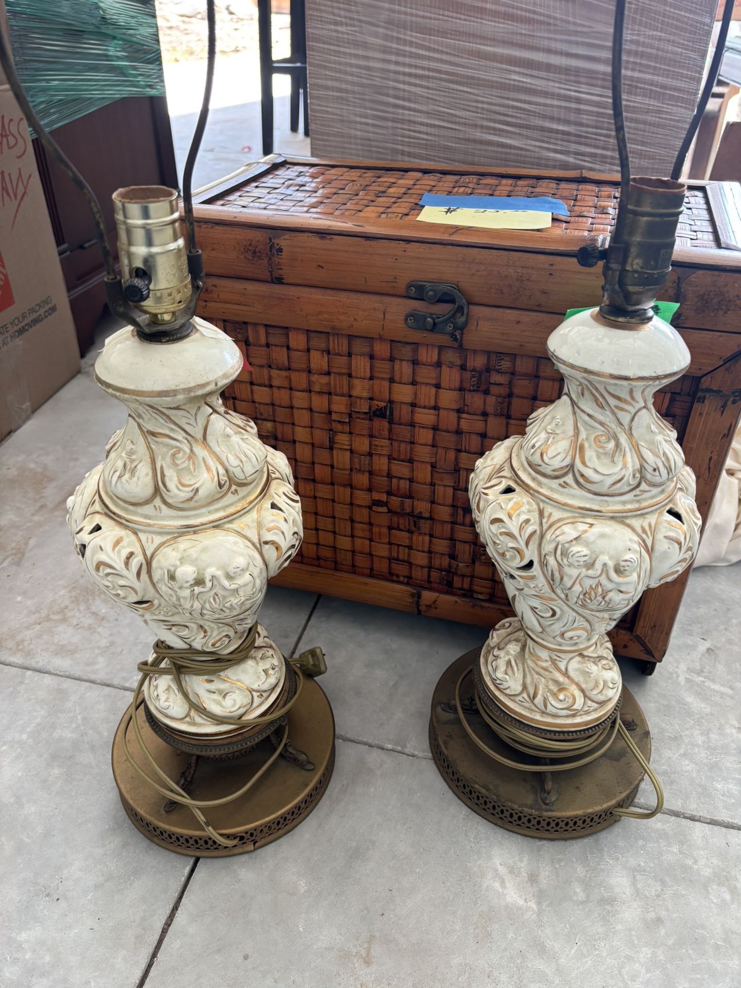 Vintage Italian Capodimonte Porcelain Table Lamps