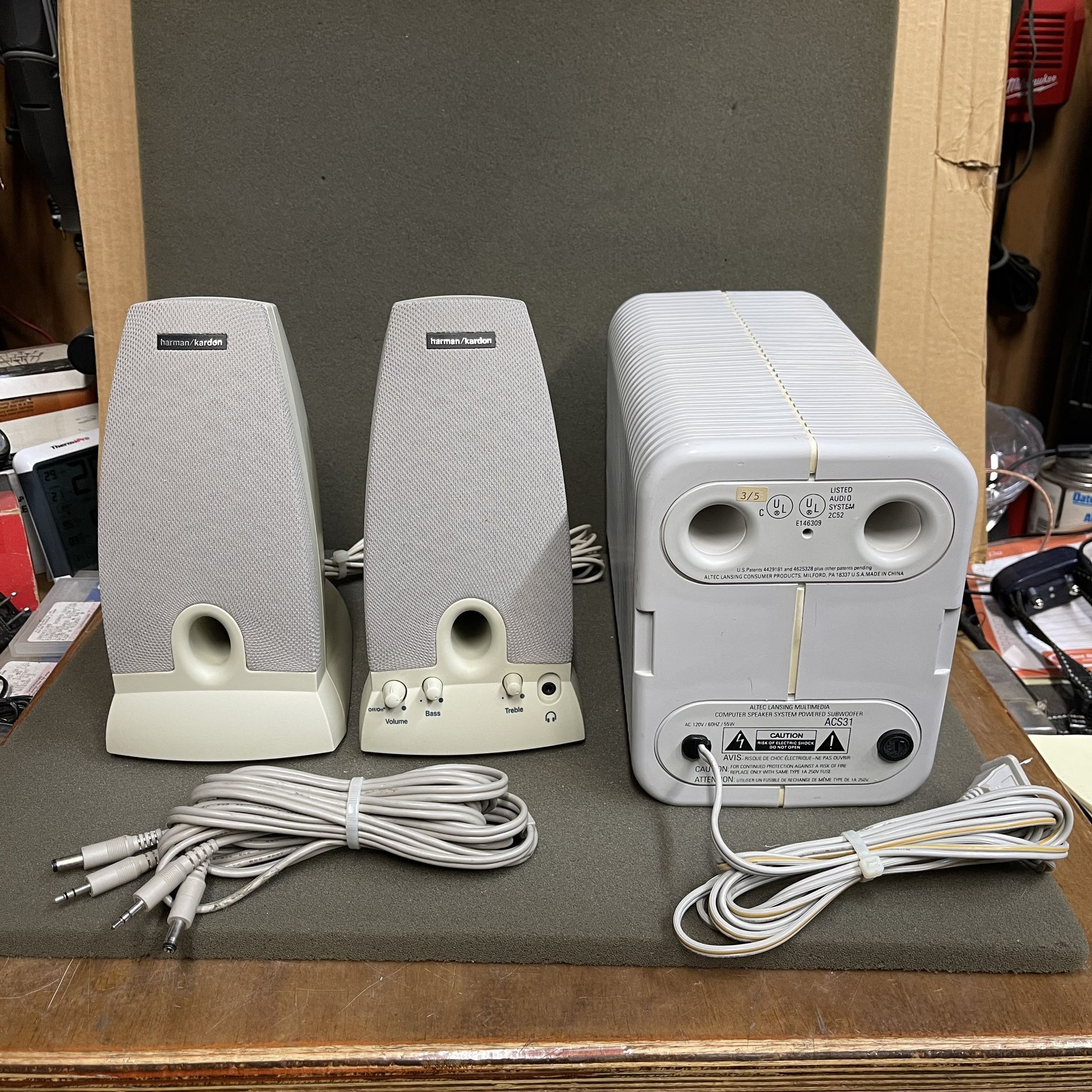ALTEC LANSING ACS31 SUBWOOFER and HARMAN KARDON HK195 SPEAKERS *Tested*