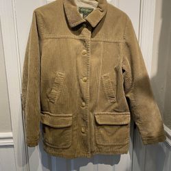Ladies Size Medium Eddie Bauer Tan Corduroy Lined Jacket