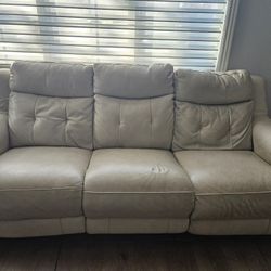 Campania Top Grain Leather Power Reclining Sofa & Loveseat Set – Excellent Condition